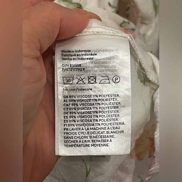 H&M Floral Print Dress with Tie Neck sz XS beach resort - Picture 4 of 8